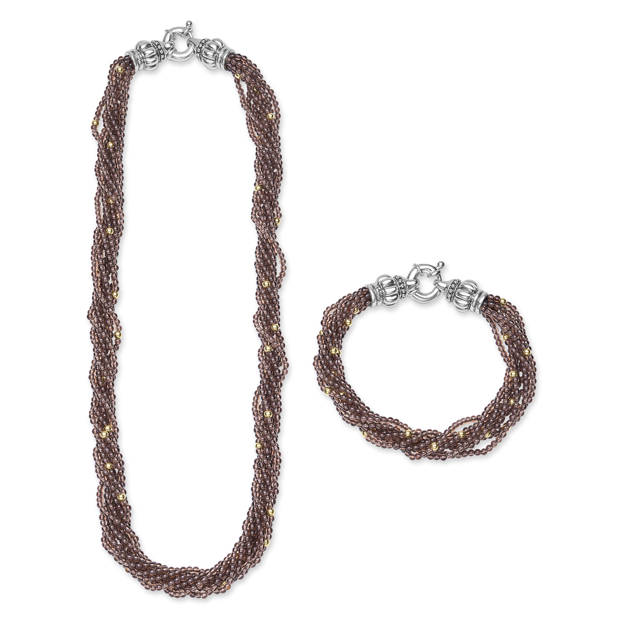 Caviar Icon 18K Gold Smokey Quartz Beaded Necklace
