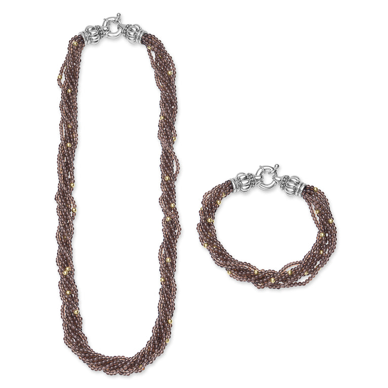Caviar Icon 18K Gold Smokey Quartz Beaded Necklace