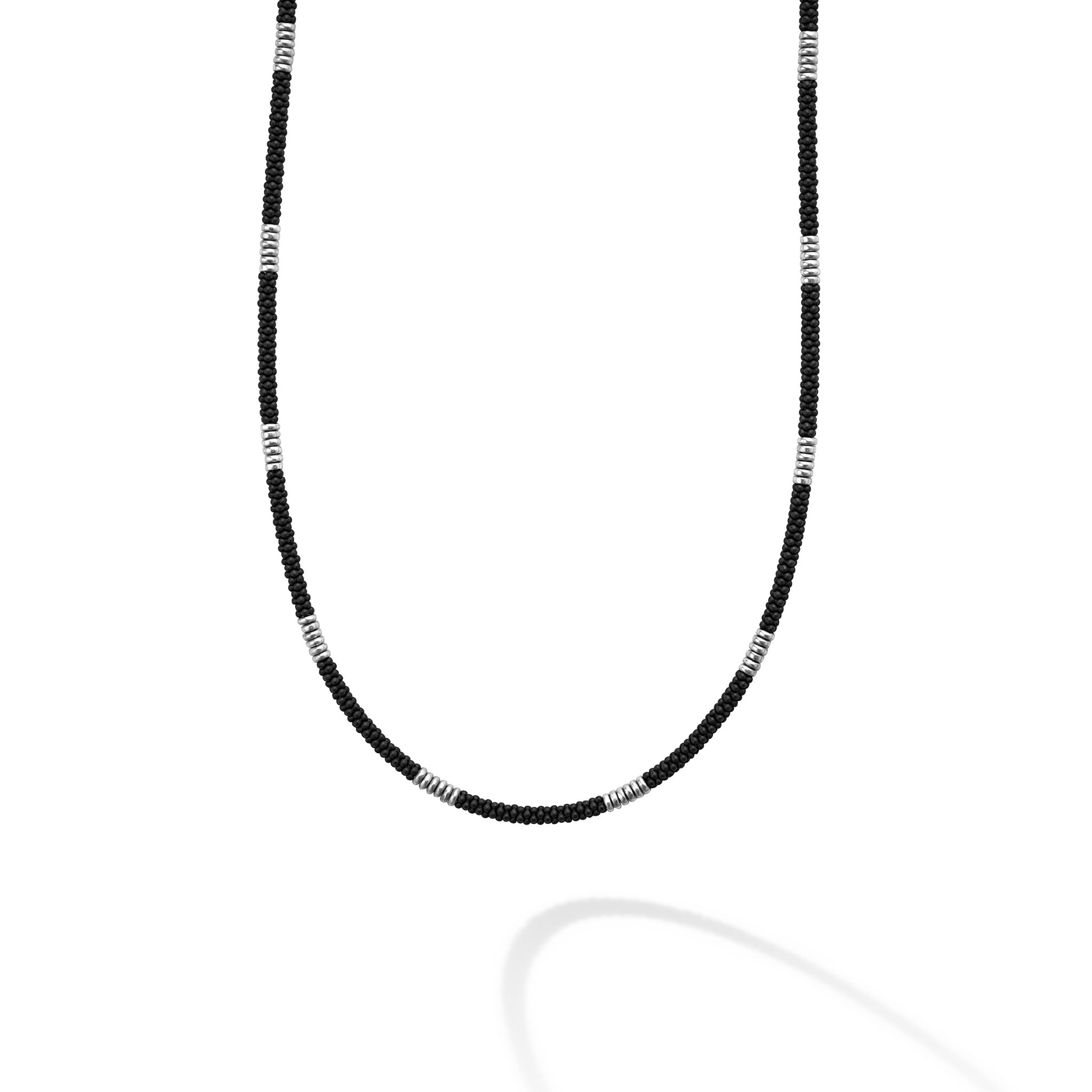 Silver Station Matte Black Ceramic Beaded Necklace | LAGOS Jewelry