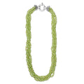 Caviar Color Peridot and 18k Gold Beaded Torsade Five Strand Necklace