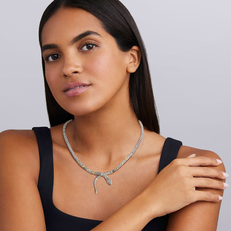 Rare Wonders The Drop Two-Tone Snake Necklace