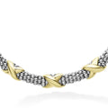 Sterling silver Caviar beading accented by five 18K gold X stations form this detailed LAGOS necklace.