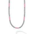 A pink ceramic and sterling silver Caviar beaded necklace that is finished with signature lobster clasp.