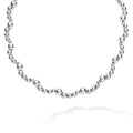 front of sterling silver necklace with scalloped beading 