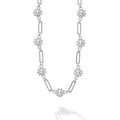 Stations of fleur cultured freshwater pearl stations finished on a sterling silver Caviar beaded link necklace.