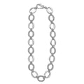 Sterling silver necklace with alternating polished and textured oval links, featuring a lobster-claw clasp engraved with LAGOS. Signature Caviar Sterling Silver Oval Fluted Link Necklace.