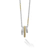 Smooth sterling silver, 18K gold superfine Caviar beading, and diamonds form three rings on a sterling silver chain. LAGOS diamonds are the highest quality natural stones.