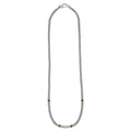 whole sterling silver beaded statement necklace with black ceramic and gold stations and diamonds