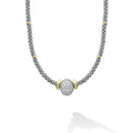sterling silver beaded diamond oval statement necklace with gold stations