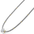 side sterling silver beaded diamond oval statement necklace with gold stations and clasp