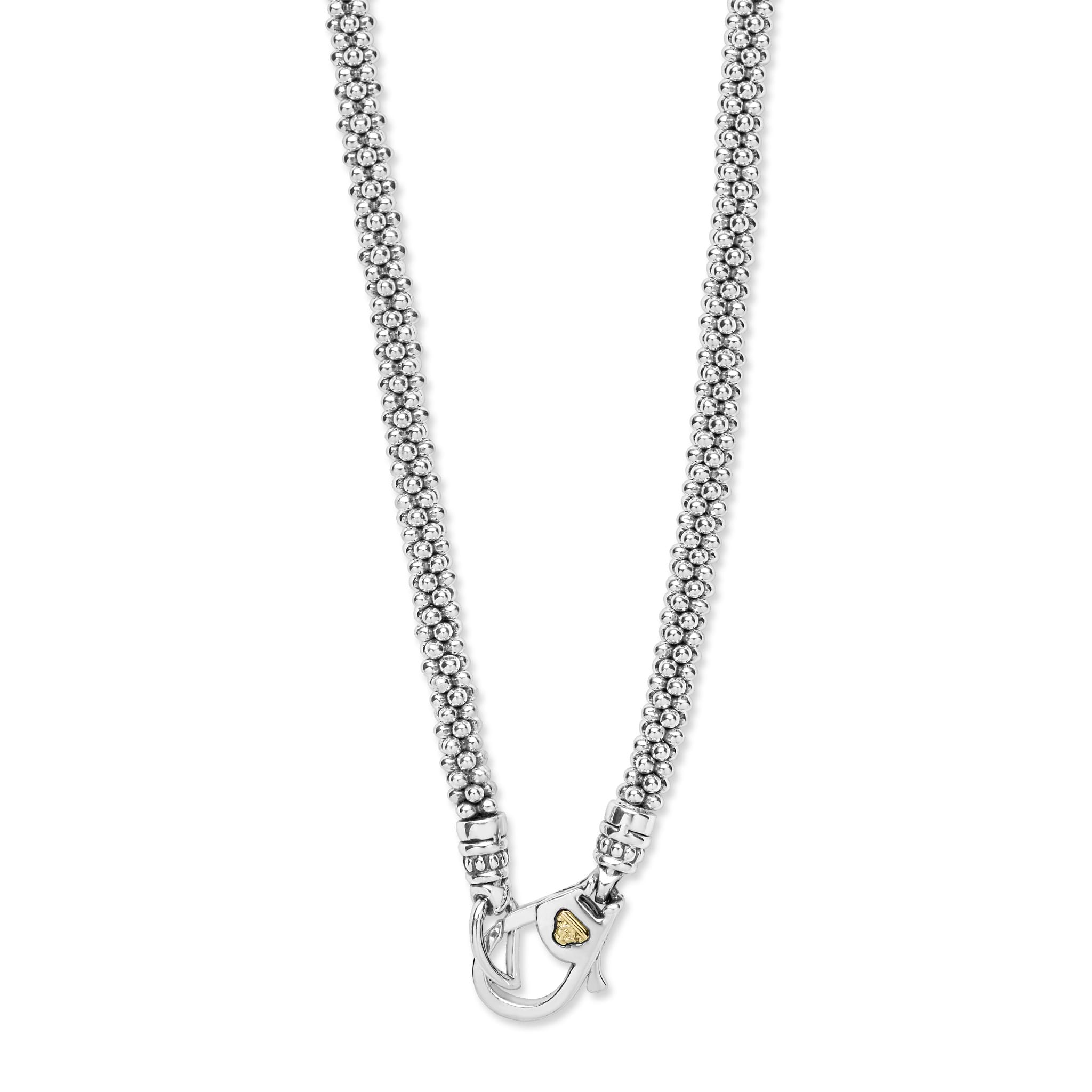 clasp of sterling silver beaded diamond oval statement necklace with gold stations