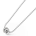 Signature Caviar Silver Interlocking Diamond Pendant Necklace featuring small linked metal spheres and a circular pendant adorned with tiny clear stones, exuding elegance and craftsmanship.