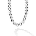 Front of sterling silver necklace beads increasing from small to bigger