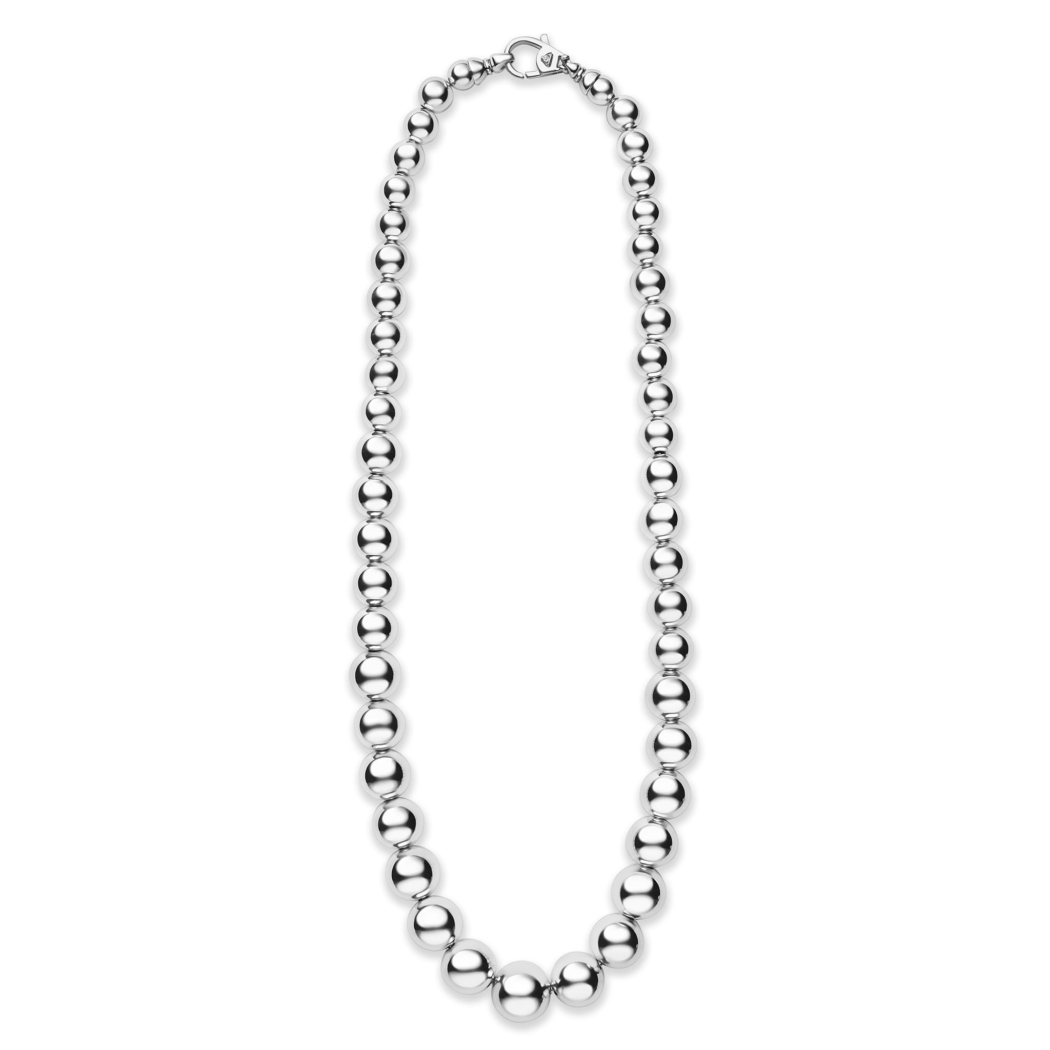 whole sterling silver necklace beads increasing from small to bigger with clasp