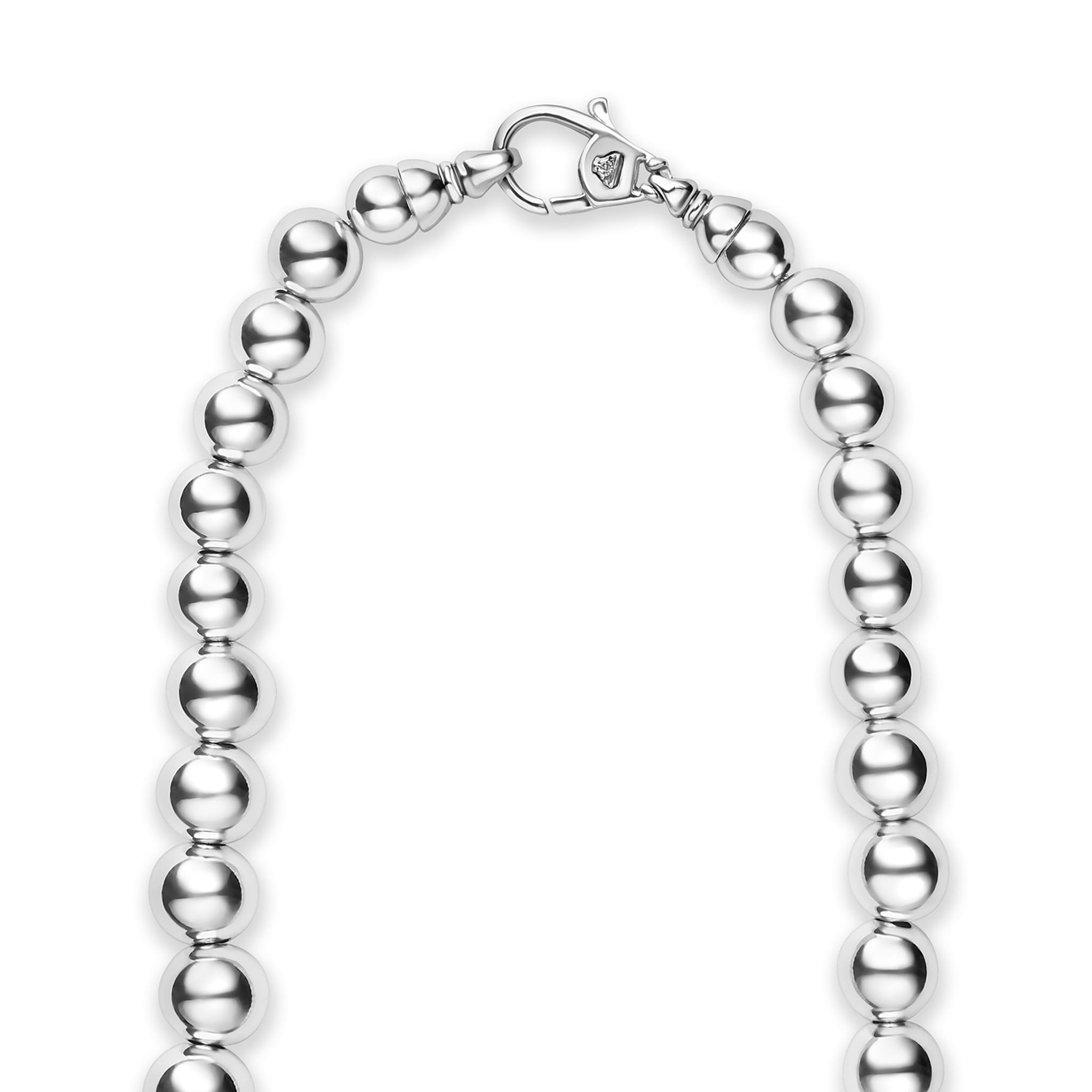clasp of sterling silver necklace beads increasing from small to bigger