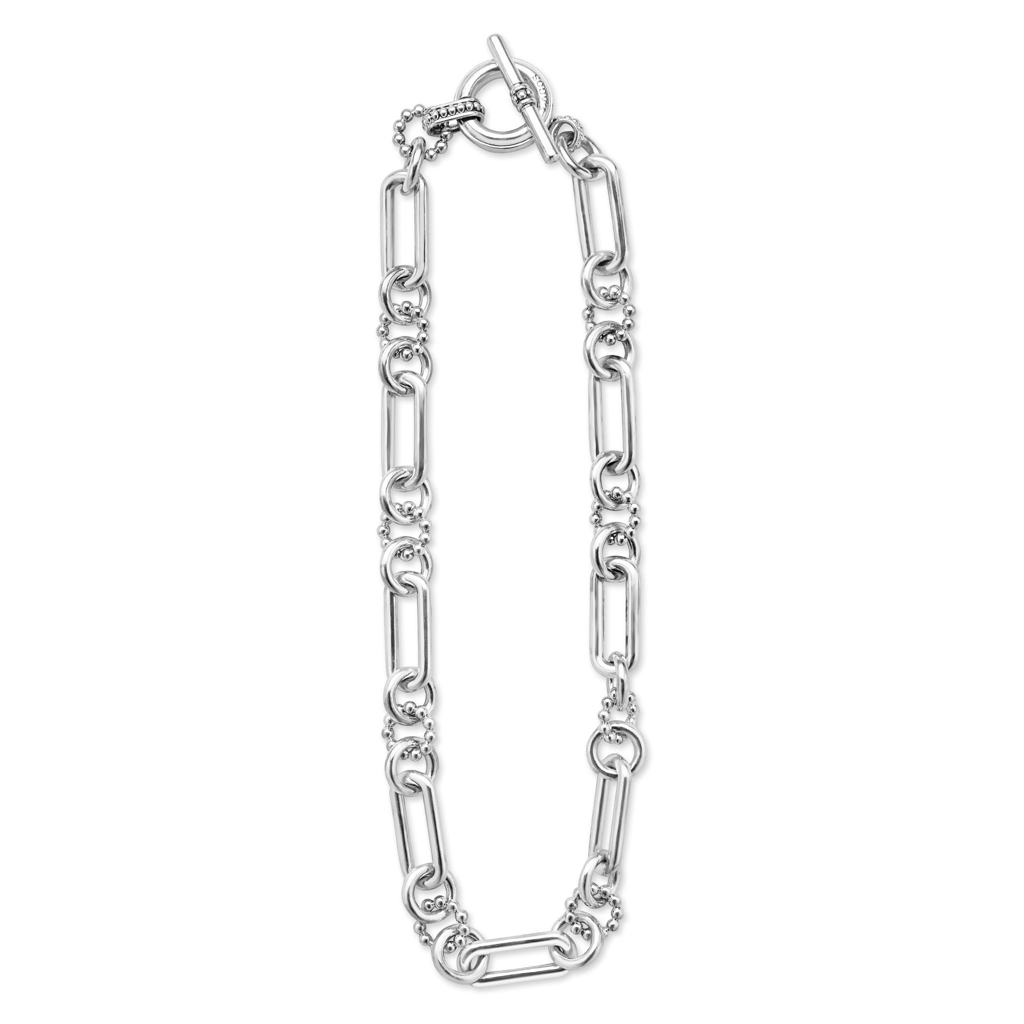 Signature Caviar Large Sterling Silver Caviar Link Necklace