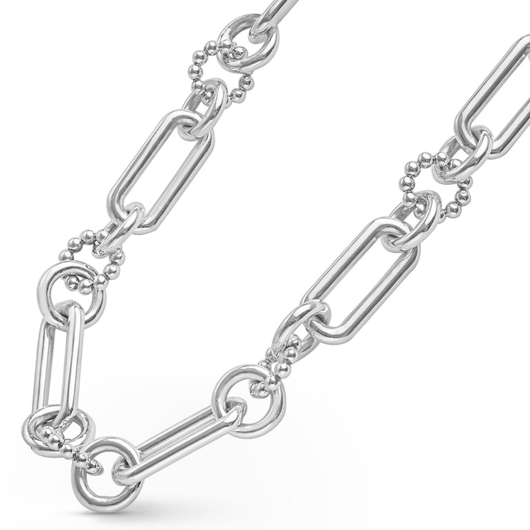 Signature Caviar Large Sterling Silver Caviar Link Necklace