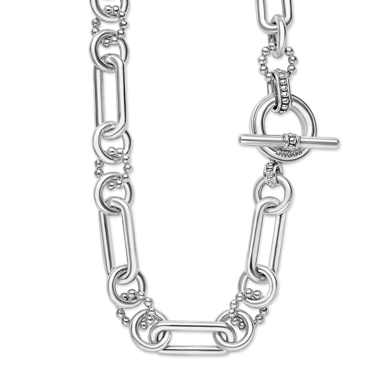 Signature Caviar Large Sterling Silver Caviar Link Necklace