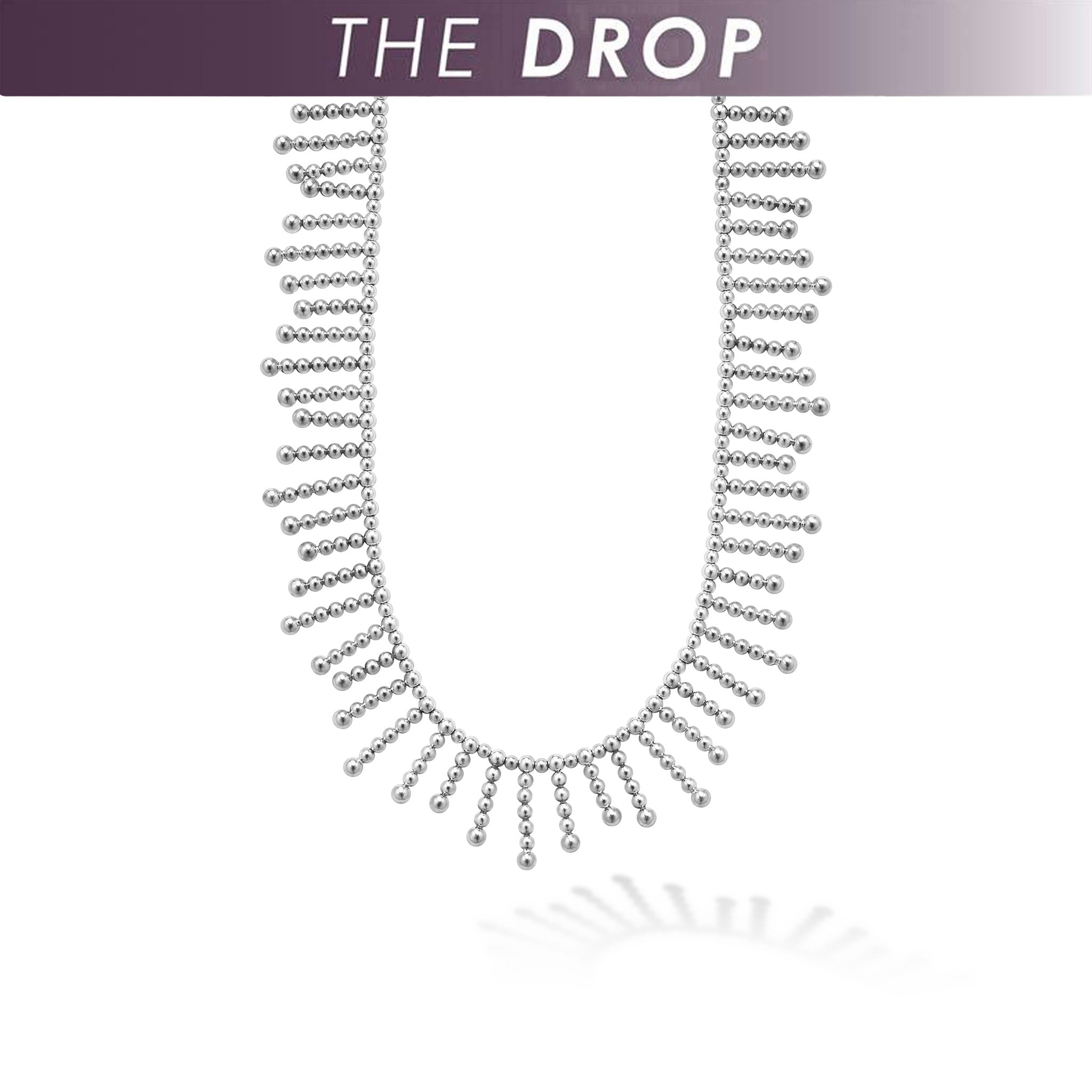 Signature Caviar The Drop Silver Beaded Fringe Statement Necklace