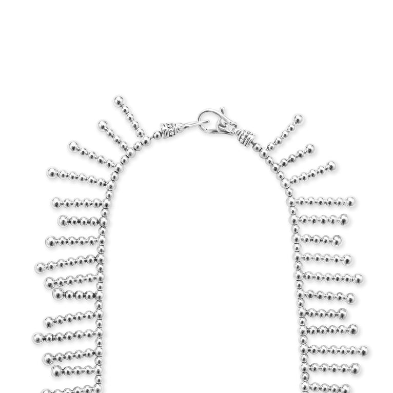 Signature Caviar The Drop Silver Beaded Fringe Statement Necklace