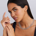 Signature Caviar The Drop Silver Beaded Fringe Statement Necklace