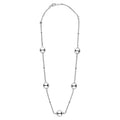 Caviar Bubbly Silver Beaded Station Necklace in sterling silver, featuring polished round beads and caviar beading accents on a delicate chain with a lobster clasp.