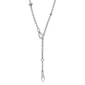 Caviar Bubbly Silver Beaded Station Necklace in sterling silver with polished bubble-shaped stations and a spoon-shaped pendant engraved with LAGOS featuring a heart cut-out.