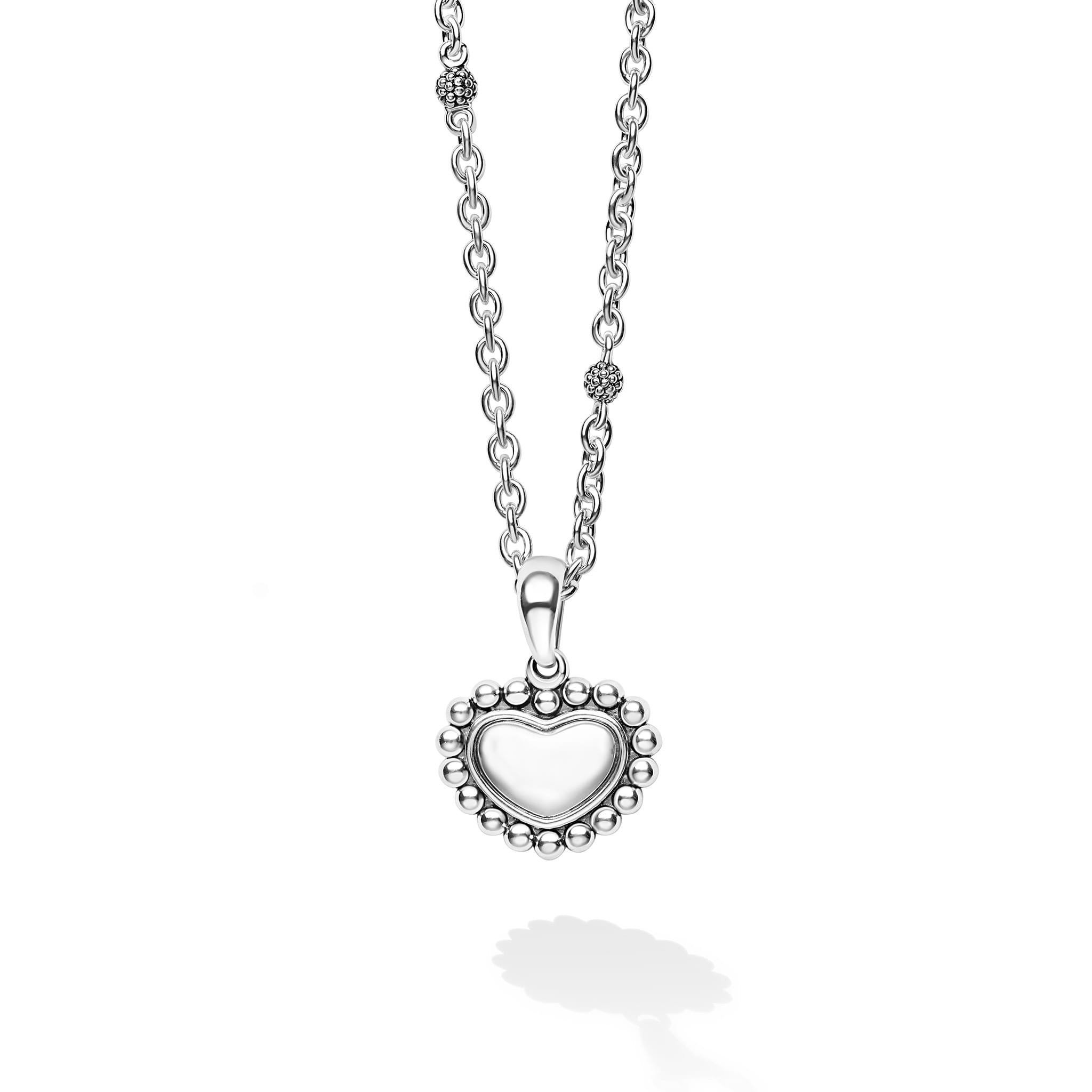 Signature Caviar Sterling Silver Heart Pendant Necklace