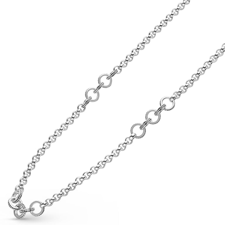 Signature Caviar Silver Ring Link Station Necklace