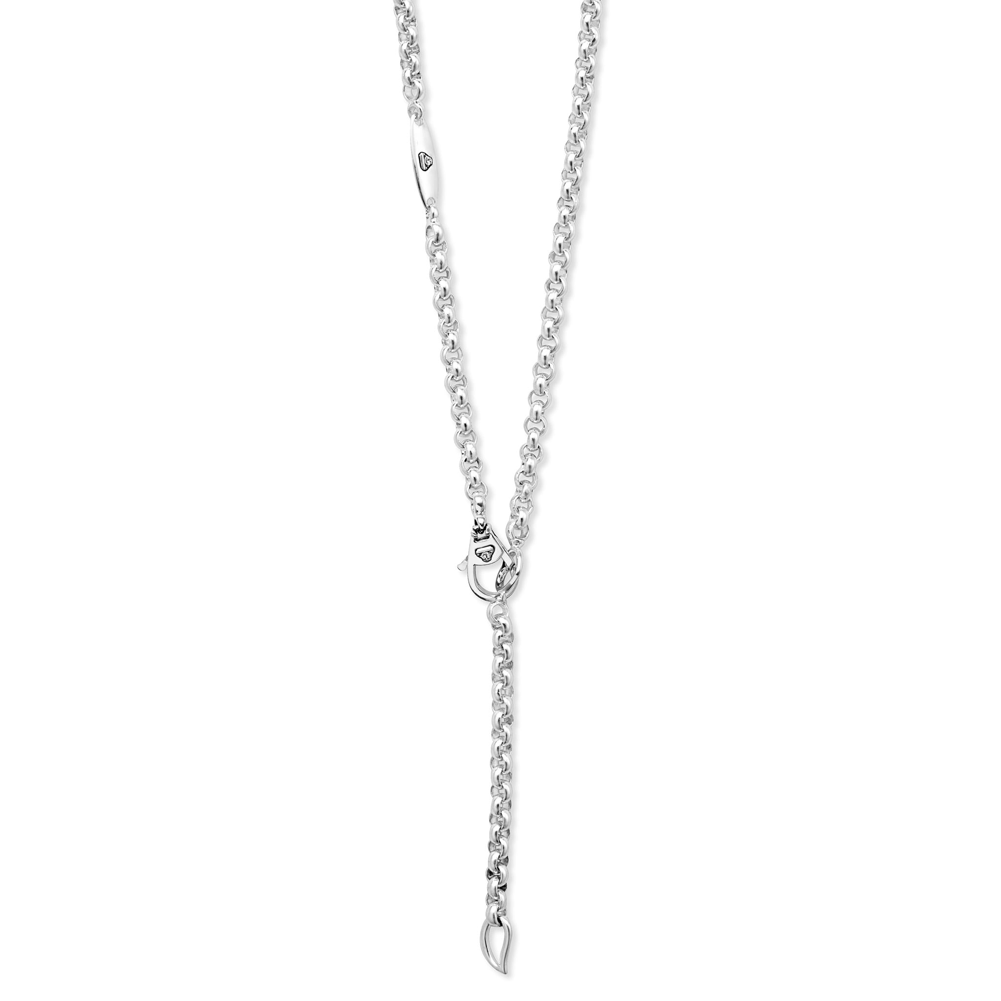 Signature Caviar Silver Ring Link Station Necklace