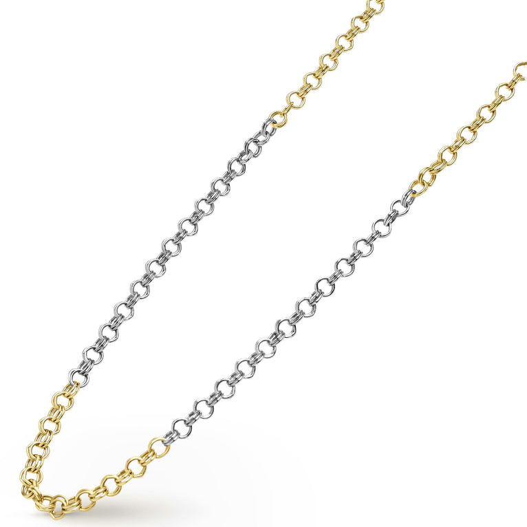 LAGOS Anthem two tone 3.5 mm double cable chain necklace in sterling silver and 18K gold, lobster clasp, 18–24 inch