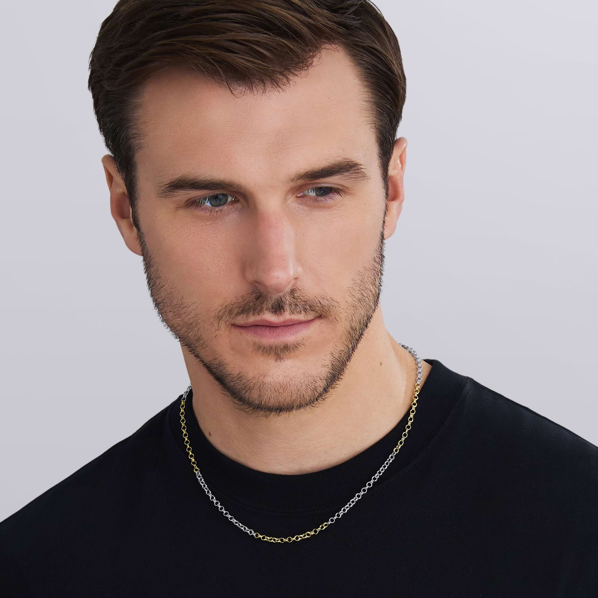 LAGOS Anthem two tone 3.5 mm double cable chain necklace in sterling silver and 18K gold, lobster clasp, 18–24 inch