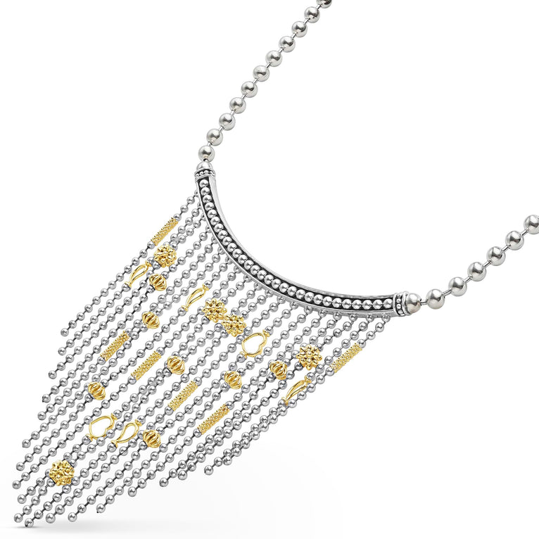 side view of the Two-Toned Caviar Multi-Strand Necklace