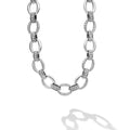 Closeup view of Sterling Silver Oval Fluted Link Necklace