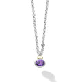 Signature Caviar Two-Tone Amethyst Oval Pendant Necklace featuring a faceted purple gemstone with 18K gold accents and sterling silver caviar beading on an adjustable chain.