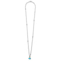 Signature Caviar Two-Tone Swiss Blue Topaz Oval Pendant Necklace features a Y-shape sterling silver chain with bead accents and an oval blue topaz highlighted by 14K gold.