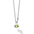 Signature Caviar Two-Tone Peridot Oval Pendant Necklace featuring a green faceted gemstone on a sterling silver chain, accented with 18K gold and caviar beading.