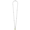 Signature Caviar Two-Tone Peridot Oval Pendant Necklace features a sterling silver chain with caviar beading, highlighted by an 18K gold-accented, bezel-set oval peridot gemstone.