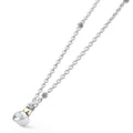 Signature Caviar Two-Tone White Topaz Oval Pendant Necklace features a sterling silver chain, caviar beading, and a bezel-set topaz pendant with 14K gold accents.