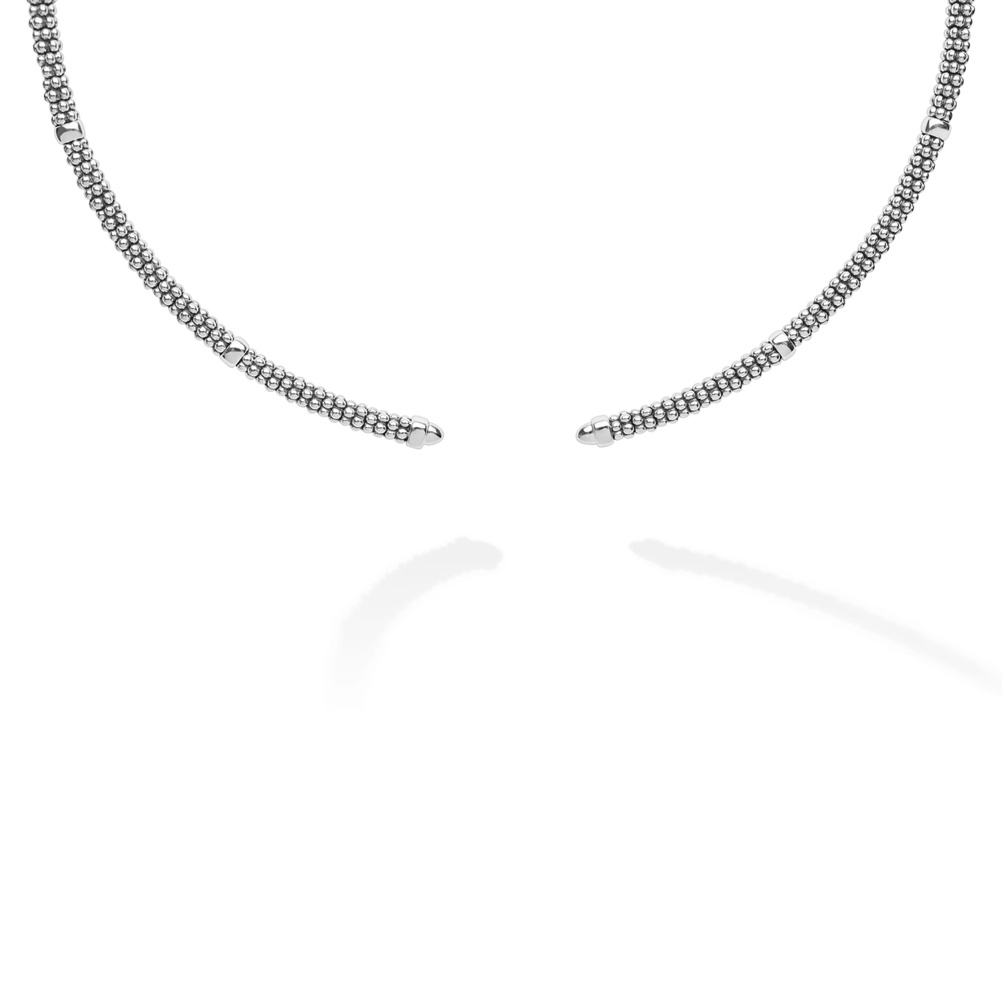  3mm, featuring textured caviar beading, woven strands, and polished sterling silver stations in a sleek, modern design.