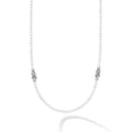 Signature Caviar White Agate & Sterling Silver Station Necklace, featuring small round white beads and polished sterling silver stations, offering a modern, elegant design for versatile wear.
