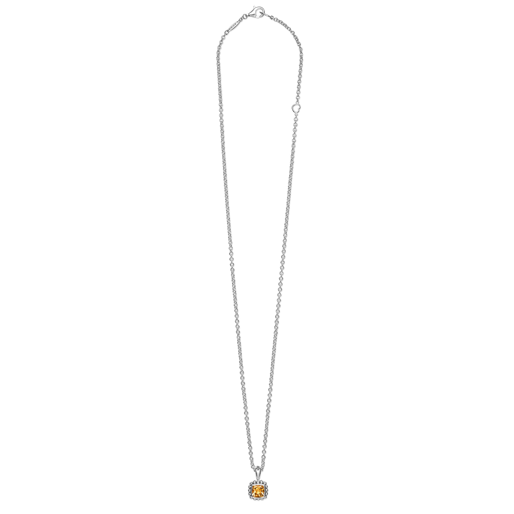 Full view of the Sterling Silver Cushion-Cut Citrine Pendant Necklace