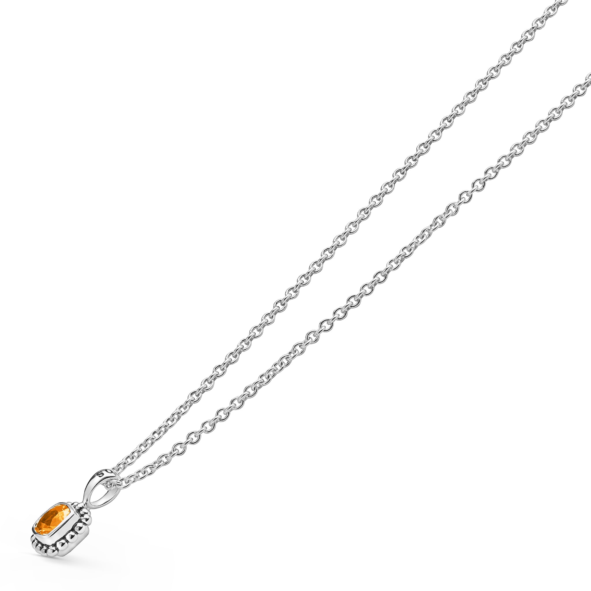 Side view of the Sterling Silver Cushion-Cut Citrine Pendant Necklace