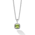 Closeup of the Sterling Silver Cushion-Cut Peridot Pendant Necklace