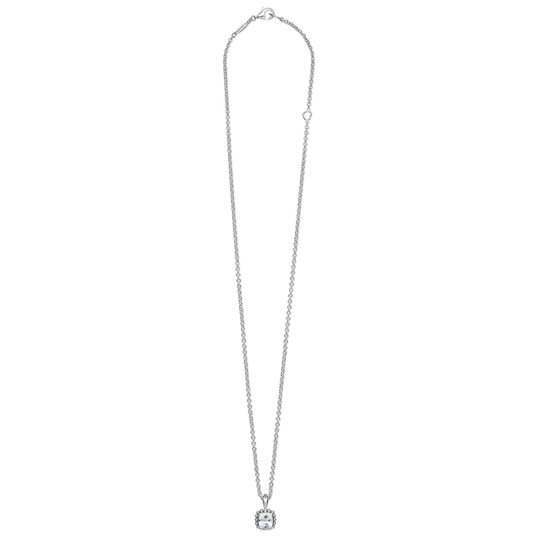 Full view of the Sterling Silver Cushion-Cut White Topaz Pendant Necklace
