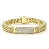 Pavé diamonds with 18K gold Caviar beading form this signature bracelet. LAGOS diamonds are the highest quality natural stones.