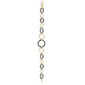 Meridian 18K Gold and Black Ceramic Link Bracelet featuring alternating black bead-rings and gold-tone links with a lobster-claw clasp and gold loops for versatile attachment.
