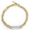 18K gold superfine Caviar beading and diamonds form this double link bracelet. LAGOS diamonds are the highest quality natural stones.
