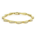 18K gold and diamonds form this luxe link wave bracelet. LAGOS diamonds are the highest quality natural stones.