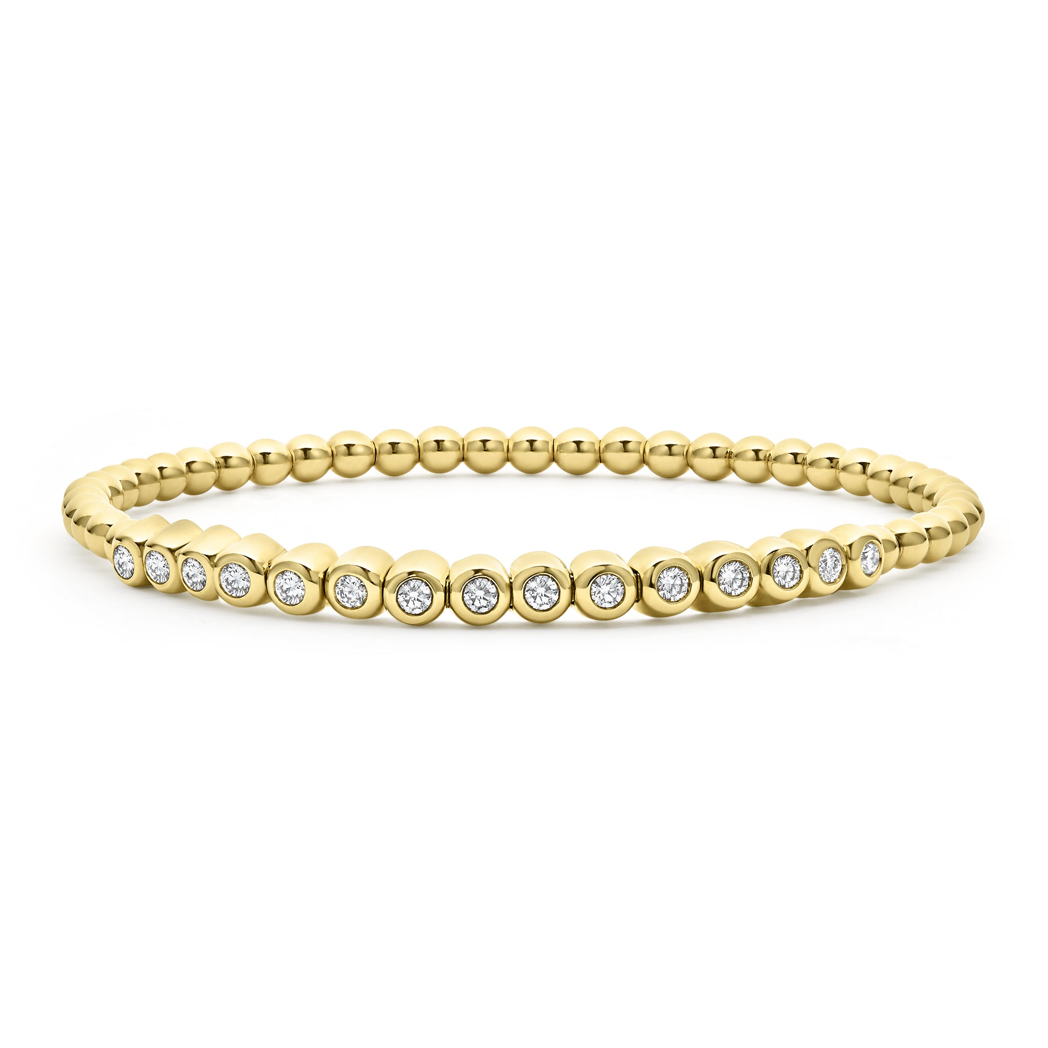 Caviar Gold 18K Gold Diamond Stretch Bracelet